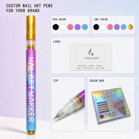 Marqueurs pour nail art sur mesure, 12 couleurs, à base d'eau, pointe fine, pour salons de manucure, artistes, marque privée, fourniture d'usine.