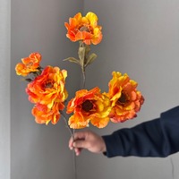 KEWEI 1746 Bunga Peony Buatan 6 Tangkai Berkualitas Tinggi dari Sutra untuk Dekorasi Meja Ruang Tamu, Salon, dan Rumah
