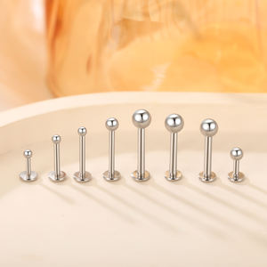 Piercing Boule en Acier Inoxydable pour Lèvres à Dos Plat, Boucles d'Oreilles Cartilage, Bijoux de Piercing pour Femme et Homme - Product Image 2