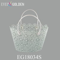 Sacs à main de voyage en dentelle pour filles 38x16x26CM, sacs de plage de week-end, paniers à poignée en tissu polyester écologique, paniers de rangement modernes
