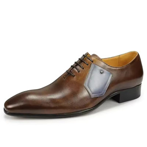 Zapatos Oxford de Punta para Hombre de Alta Calidad, Hechos de Cuero Genuino, Diseño con Cordones. Calzado Ligero, Antideslizante y Transpirable para Oficina y Carrera Profesional - Product Image 1