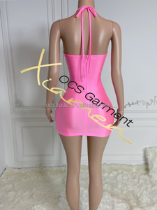 Ocstrade Corsage Scintillant Applique Rose Strass Robe De Fête D'anniversaire Halter Cou Hors Épaule Robes Élégantes Femmes Soirée - Product Image 4