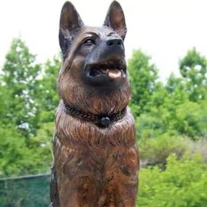 Tuindecoratie Antiek Messing Dierenambacht Levensgrote Zittende Kunst Gegoten Metalen Koperen Hond Sculptuur Bronzen Duitse Herder Standbeeld - Product Image 4