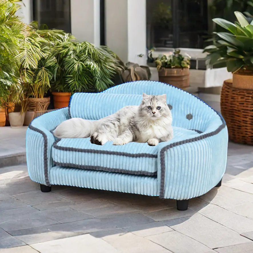 Съемная кровать для собак с плюшевыми подушками также позволяет легко мыть мебель для домашних животных, диваны для кошек и собак ручной работы