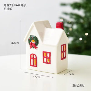 Allumez LED Maison de Noël Ornement en céramique Maison de pain d'épice Lumière de thé Décorations de Noël Mini Maison de neige Ornement cadeau - Product Image 5