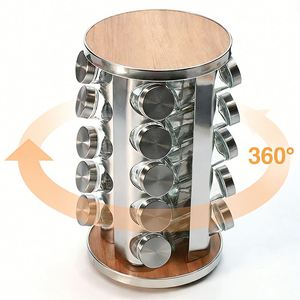 20 Jar Kitchen Organization Rotating Spice Rack Stand Countertop Seasoning Spice Tower Rack Organizer Spice <b>Storage</b> Holder Shelf - Product Image 1