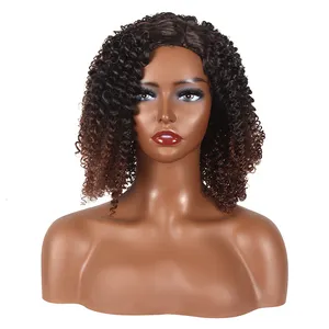 OEM/ODM Pelucas sinteticas de fib 12inch Afro kink curly short Deep water wave synthetic wigs Braided curly for black women