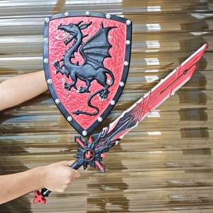 Pedang dan Perisai Mainan Busa PU Desain Pedang Gelap Hitam Merah Halloween Eilite Black, Cocok untuk Properti Cosplay - Product Image 4