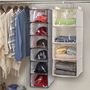 Juego de 6 Organizadores Colgantes para Armario con Asas de Transporte, Funda Antipolvo y Cajas de Almacenamiento de Tela, Divisores de Espacio para Habitaciones - Product Image 6