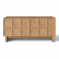 Meuble TV FERLY moderne de luxe en bois massif, console multimédia, centre de divertissement de taille moyenne avec poignées en laiton, unité sur mesure pour villa