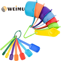 Ensemble de cuillères et tasses à mesurer en plastique WEIMU, ensemble de pâtisserie créatif, outils de cuisine, couleur arc-en-ciel, ensemble de 15 cuillères à mesurer