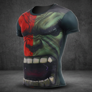 Nouveau design, logo personnalisé, t-shirts de compression pour hommes avec soutien musculaire, 100% coton, fibre de coton/bambou, impression numérique, plusieurs tailles - Product Image 3