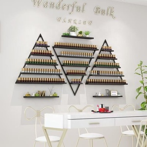Luxury Metal <b>Nail</b> Polish Rack Wall Mounted Display Organizer Triangle Geometric <b>Nail</b> Salon Furniture Cosmetic Storage Shelf - Product Image 3