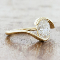 Bague de fiançailles en or massif 10K/14K/18K avec diamant de laboratoire cultivé sur mesure, taille ovale 2 carats, sertissage clos, tige ouverte, certifiée IGI CVD/HPHT