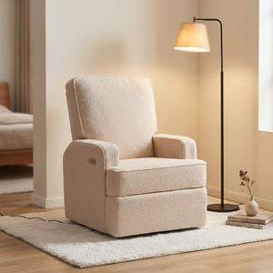 Sofá reclinable de energía eléctrica de un solo asiento moderno de lujo, tela tapizada, característica extensible Popular para sala de estar de lujo - Product Image 1