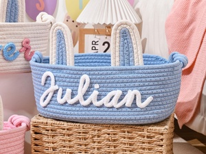 Cesta de almacenamiento de cuerda de algodón de estilo encantador con <span class=keywords><strong>nombre</strong></span> personalizado Kaiyue, bolsas grandes para mamá, organizador de pañales para bebé, cesta de almacenamiento de Juguetes - Product Image 4