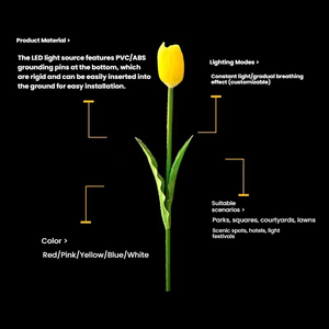 Lampes LED d'extérieur en forme <span class=keywords><strong>de</strong></span> tulipes artificielles, 70 cm, avec piquet <span class=keywords><strong>de</strong></span> jardin, <span class=keywords><strong>fleurs</strong></span> <span class=keywords><strong>de</strong></span> tulipes avec indice d'étanchéité IP65 pour les ceintures vertes/parcs/lieux touristiques - Product Image 3