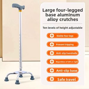 Bâton de marche léger et rétractable pour personnes âgées, antidérapant, à trois ou quatre pieds, en alliage d'aluminium, réglable - Product Image 5