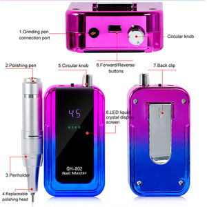 Taladro de uñas <span class=keywords><strong>profesional</strong></span> de 45000 RPM, herramientas de Arte de manicura, pantalla LCD, lijadora de uñas inalámbrica recargable, archivo para salón - Product Image 4