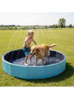 Piscine pliable pour animaux de compagnie avec arroseurs, tapis aquatique gonflable sans gonflage pour enfants, pour chiens et baignades en extérieur