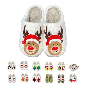 2023 adultos <span class=keywords><strong>casa</strong></span> cálida dormitorio familiar esponjoso peludo acogedor Reno pan de jengibre zapatillas de Navidad para Mujeres Hombres - Product Image 2