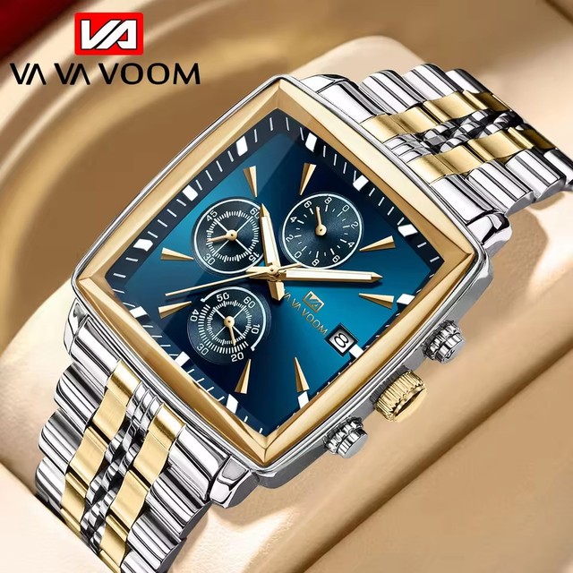 VA VA VOOM 2951 Hannah Martin Square Wristwatch Chronograph Waterproof Luminous Hands Analog Quartz Watch for Men Montre Relojes