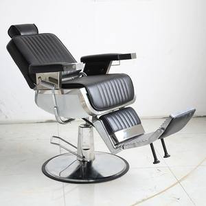 Sillón de Barbería para Hombre, de Lujo, de Acero Inoxidable, para Salón de Belleza, Personalizable en Color y Logotipo, Reclinable y con Elevación - Product Image 3