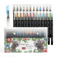 Marqueur à pointe pinceau Mobee P-623A24 de haute qualité, 24 couleurs, aquarelle, logo personnalisé, stylo pinceau aquarelle multifonctionnel pour enfants