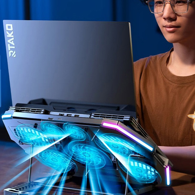 Adjustable Height 18-Inch Base 6-Fan Gaming Laptop Cooler Notebook Cooling Pads for Office School Home Use Stock Available