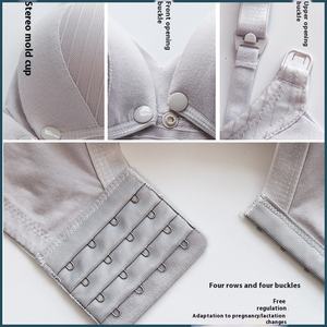 Reggiseno da allattamento premaman <span class=keywords><strong>con</strong></span> vangata per donne incinte mamma seno aperto cotone senza fili sottile imbottito e Push-Up <span class=keywords><strong>con</strong></span> Logo sulla tazza - Product Image 4