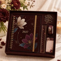 Nouvel ensemble Yihe de règle florale 7,1 x 9,3 pouces, ruban adhésif, trombones, bloc-notes, carnet à spirale et agenda, idéal comme cadeau de Noël/mariage