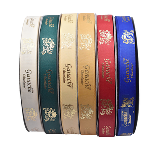 Sampel Gratis Pita Grosgrain <span class=keywords><strong>Satin</strong></span> Warna-warni 2.5cm dengan Cetak Logo Putih, Karya Seni Merek, 100% Poliester Daur Ulang, Cetak Warna - Product Image 4
