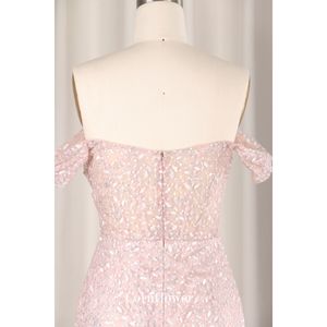 Robe de soirée moderne à paillettes roses pour femmes une épaule sans manches <span class=keywords><strong>Sexy</strong></span> transparent dos nu plissé mince robe en queue de poisson droite - Product Image 5