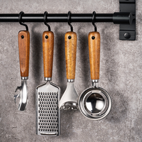 Ustensiles de cuisine 11 pièces, gadgets de cuisine, manche en bois, fouet en acier inoxydable, coupe-pizza, séparateur d'œufs, coupe-pizza, outils de pâtisserie