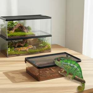Boîte d'élevage de reptiles professionnelle empilable avec couvercle en maille respirante |   Terrarium en plastique transparent de haute qualité pour araignées, geckos, grillons - Product Image 1