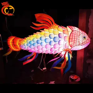 Chuangying Chinese Festival Silk Led Lights Carp Shape Fish Lanterns Lanterne Chinoise Outdoor Decorations