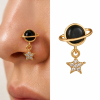 Set Perhiasan Anting Tusuk Zirkon Bintang Lapisan Emas 18K ZUOLA, Cincin Hidung, Antialergi, Perhiasan Fashion Grosir