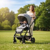 Poussette de voyage Brightbebe 4 roues, légère, pliable, avec cadre en alliage d'aluminium, système de poussette 3 en 1