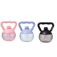 Bouteille d'eau Kettlebell PC 74 oz avec logo personnalisé, couvercle rabattable et poignée, anti-fuite, sans BPA, pour la gym à domicile et le fitness