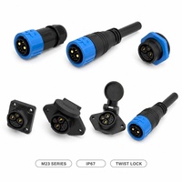 Connecteur circulaire M23 IP67 à verrouillage par pression, prise mâle pour câble, haute et basse intensité, signal d'alimentation, montage sur panneau pour stockage d'énergie et VR