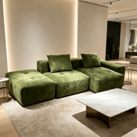 Canapé modulaire compressé en tissu personnalisable avec cadre en bois massif sous vide pour salon