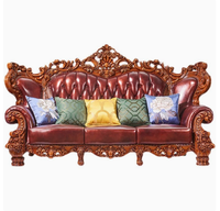 Ensemble de canapés sectionnels classiques européens en cuir PU, design Chesterfield, marque Beno, confortable et durable, pour appartement, hôtel, en bois