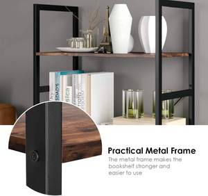 Estantería <span class=keywords><strong>Vintage</strong></span> de 4 niveles, organizador de almacenamiento, aspecto de madera moderna, marco de Metal con acento, muebles para el hogar y la Oficina - Product Image 6