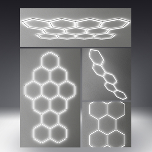 Luminaires suspendus LED hexagonaux en nid d'abeille pour ateliers de lavage de voitures et garages de detailing - Product Image 4