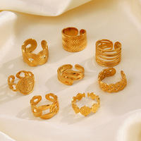 Cincin Terbuka Geometris Tidak Beraturan dari Baja Tahan Karat yang Trendi Eropa dan Amerika, Desain Unik, Cincin Serbaguna dengan Garis Bersilang.