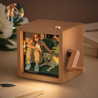 Cube photo personnalisé écologique et livre en bois gravé, cadre à feuilles mobiles personnalisé avec lumière, livraison directe