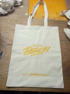 Bolso Tote de algodón blanco reutilizable de alta calidad con cremallera dentro del bolso - Product Image 5