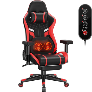 Fauteuil de jeu inclinable à 175 degrés, personnalisable, rouge, avec accoudoirs réglables, rembourré, fauteuil d'ordinateur 2D avec fonction de massage <span class=keywords><strong>chauffant</strong></span> - Product Image 1