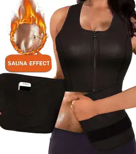 HEXIN 50% RABATT Logo Frauen Neopren Body Shaper Sauna Anzug Fitness studio Workout Tank Top Weste mit verstellbarem Taillen trainer Trimmer gürtel