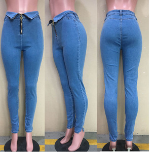 Zipper Front <strong>Stretch</strong> Blue High Waist Skinny Slim Fit Denim <strong>Jean</strong> <strong>Women</strong> - Product Image 3